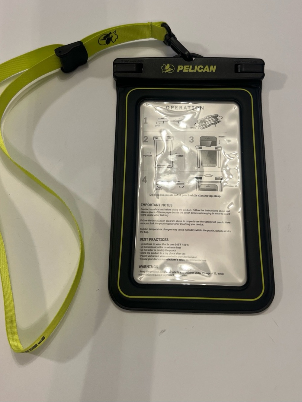 Pelican Waterproof Phone Pouch Case - Clear with Lime Trim